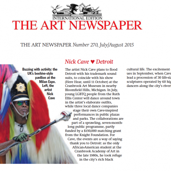 The Art Newspaper, Nick Cave article