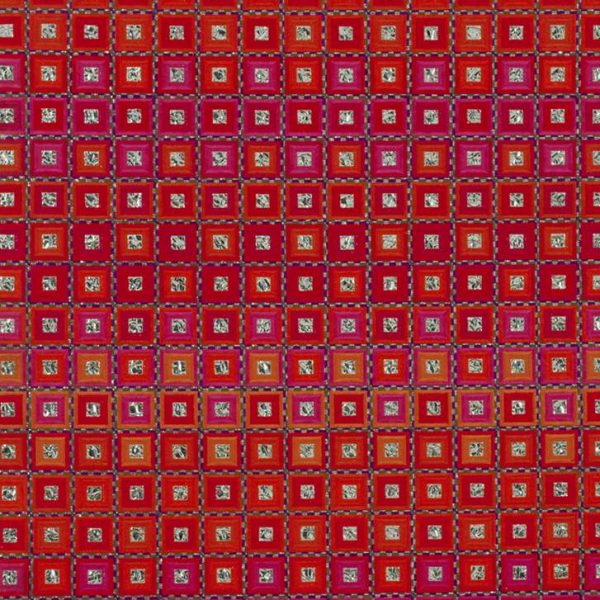 painting of red squares in grid