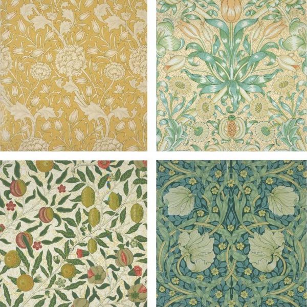 collage of floral prints, Morris