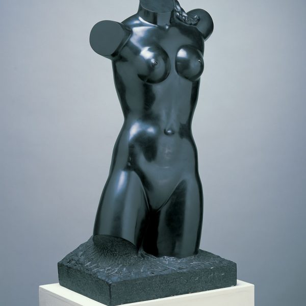 black stone bust of female torso