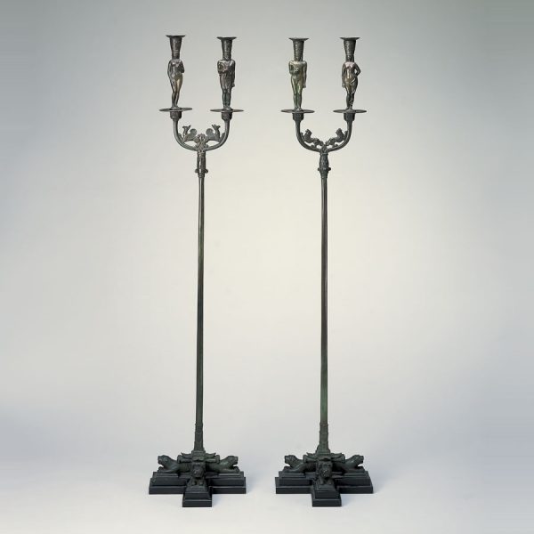 black standing candle holders