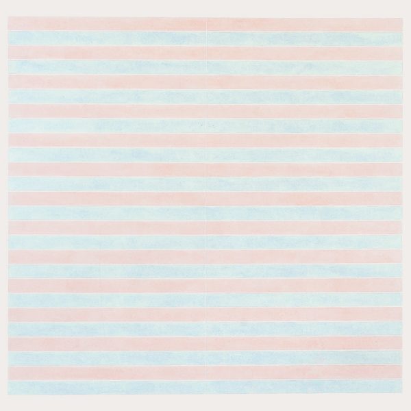 pink and blue striped painting