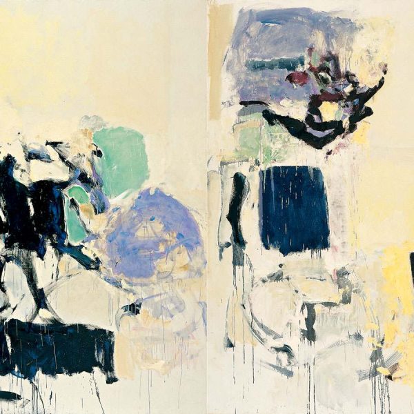 abstract painting in cream and blue, Joan Mitchell