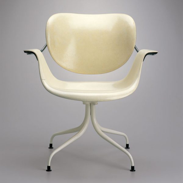 white office chair with black feet