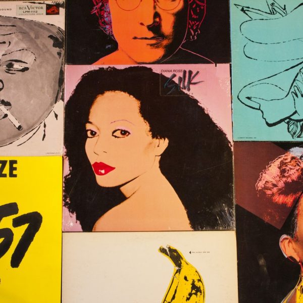 collage of vinyl covers, Warhol