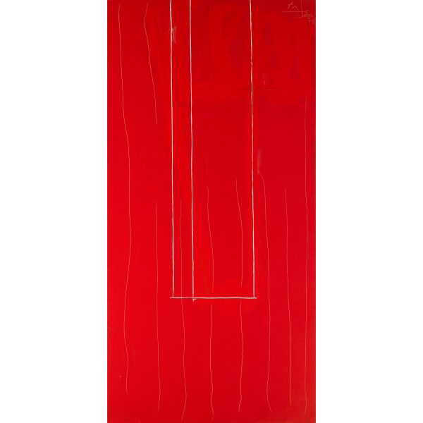 Robert Motherwell, Red Open #3, red painting with lines