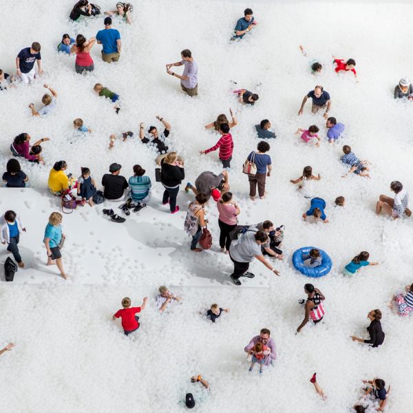 The Beach, Detroit, children and adults wade through ball pit