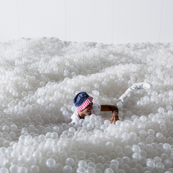 Snarkitecture, The Beach, Detroit, man with American flag hat