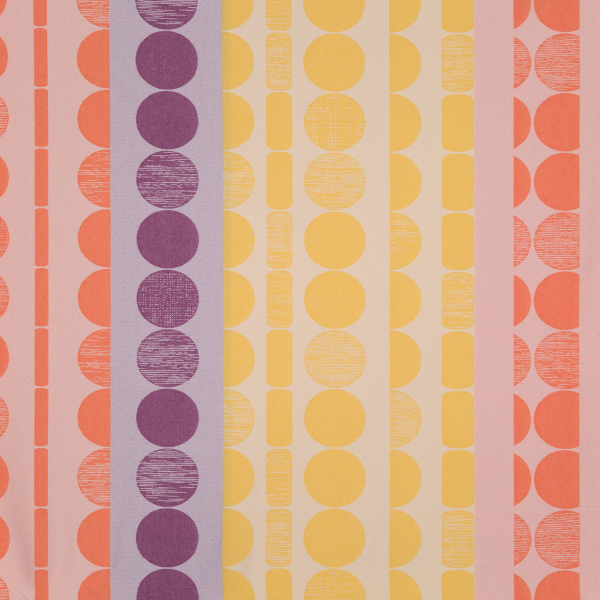 Fabric Print with patterns in orange, purple, and yellow