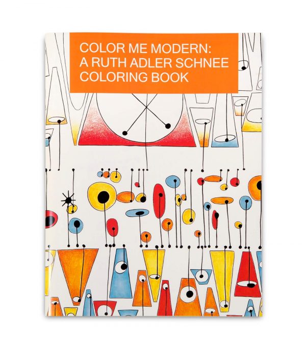 Coloring book cover featuring graphic design by Ruth Adler Schnee