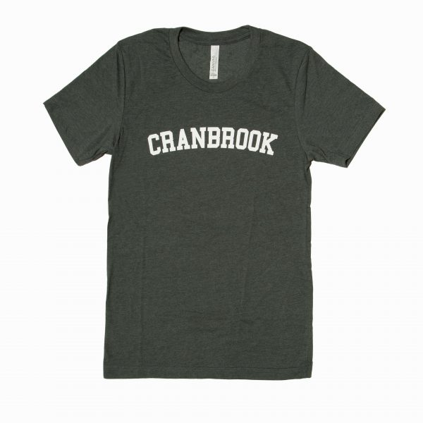 Dark Green T-shirt with "CRANBROOK" written on chest in white