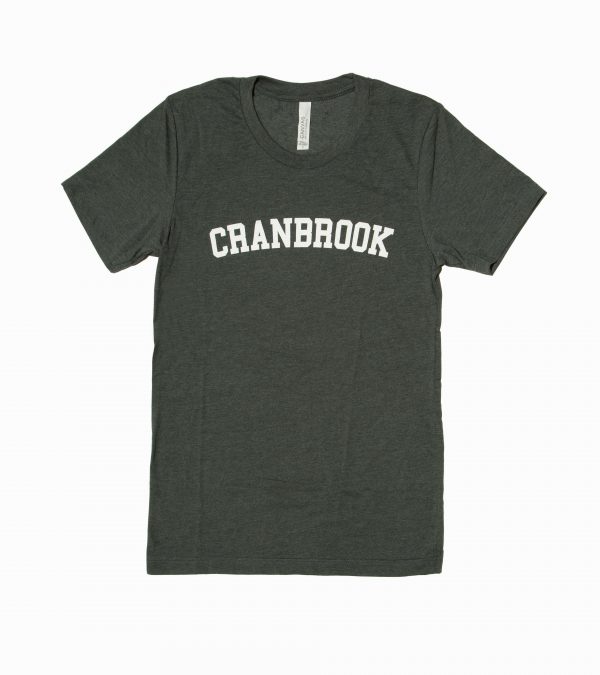 Dark Green T-shirt with "CRANBROOK" written on chest in white